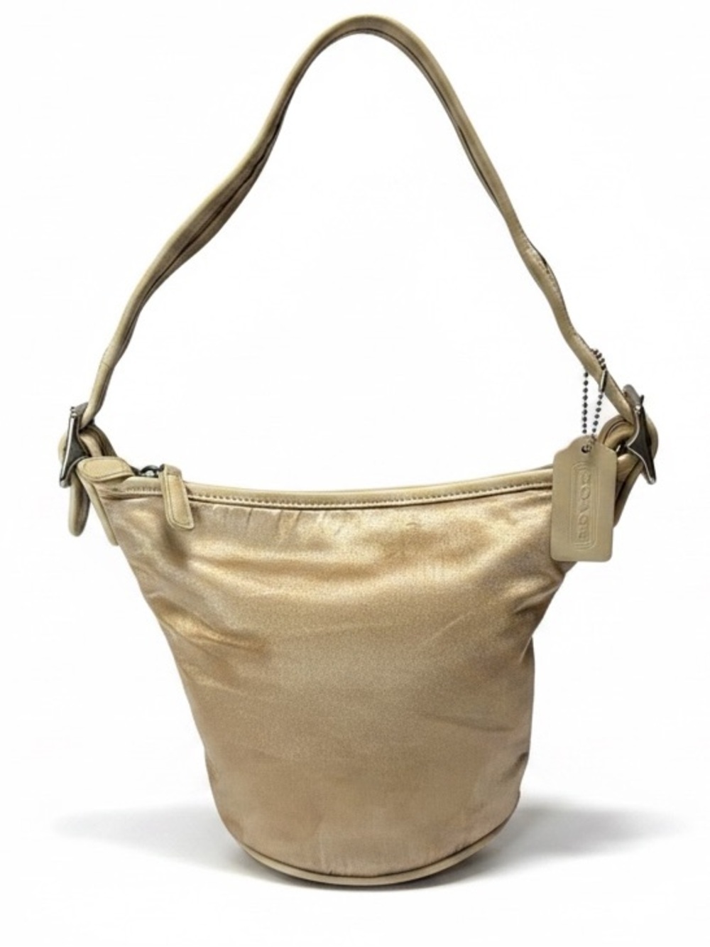 COACH Vintage ‘90s Citrine Satin Leather Hobo Shoulder Bucket Bag L7X6100 Silver